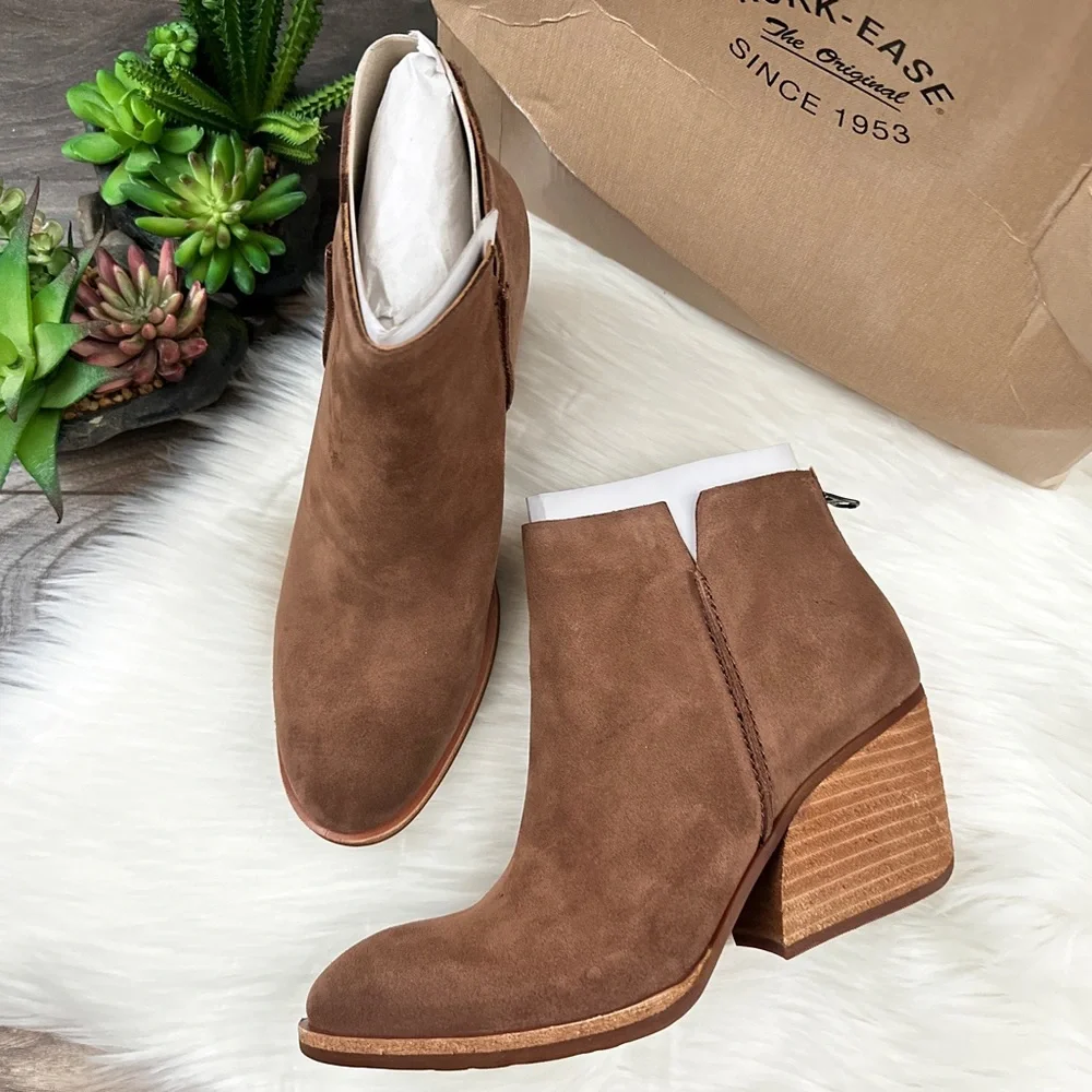 NIB Kork Ease Chandra Suede Leather Ankle Bootie Boots 9M 40.5 Brown - Picture 2 of 13